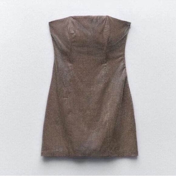 Zara Rhinestone Mini Body con Tan/Brown
Dress (Size Small) - Picture 3 of 8